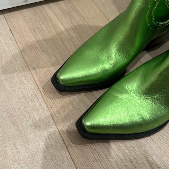 Jeffrey Campbell Dagget Western Boot 8 Cowboy Boots Metallic Green Peridot - Picture 9 of 9